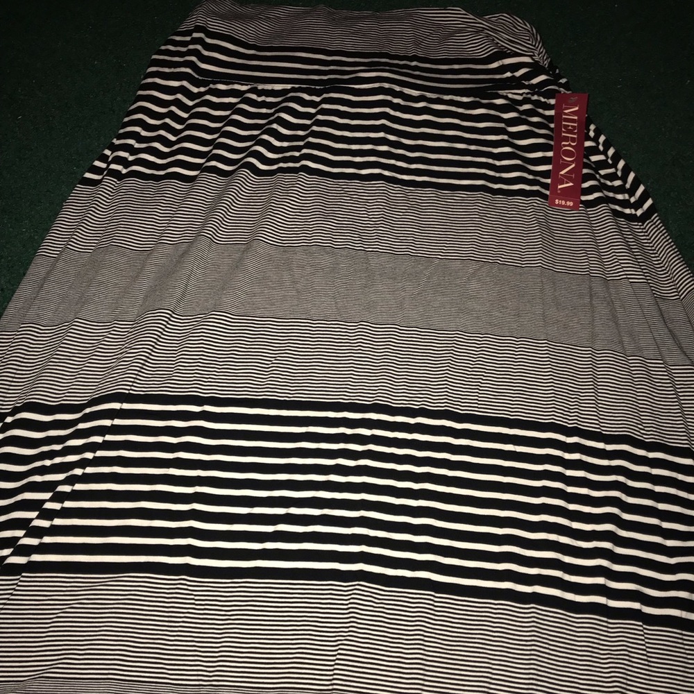 Black and White Striped Maxi Skirt